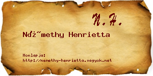 Némethy Henrietta névjegykártya
